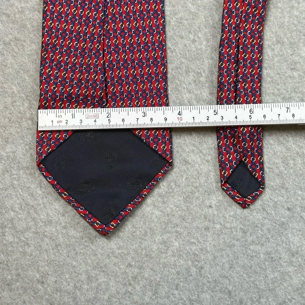 Vintage Brooks Brothers Makers Silk Tie Red Blue Geometric USA Necktie 56x3.75in